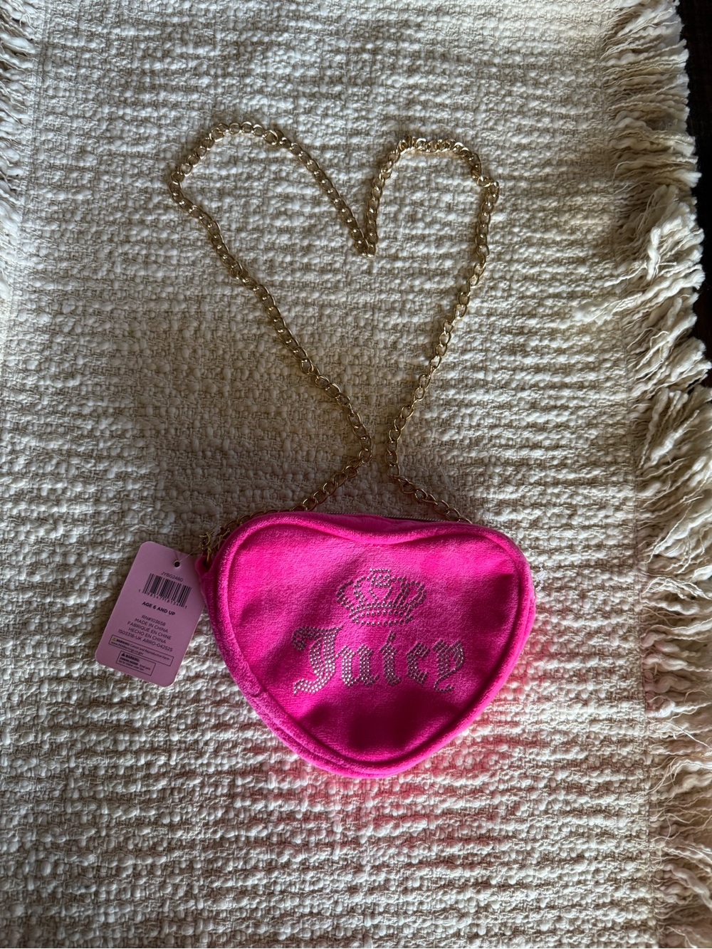 JUICY COUTURE KIDS ADORABLE PINK HEART SHAPED CROSSBODY BAG NWT RHRINESTONES